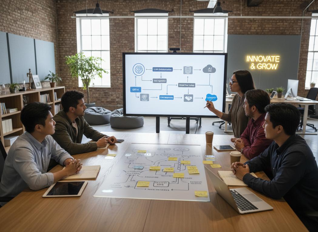 Team brainstorming scalability solutions - deploying llms production